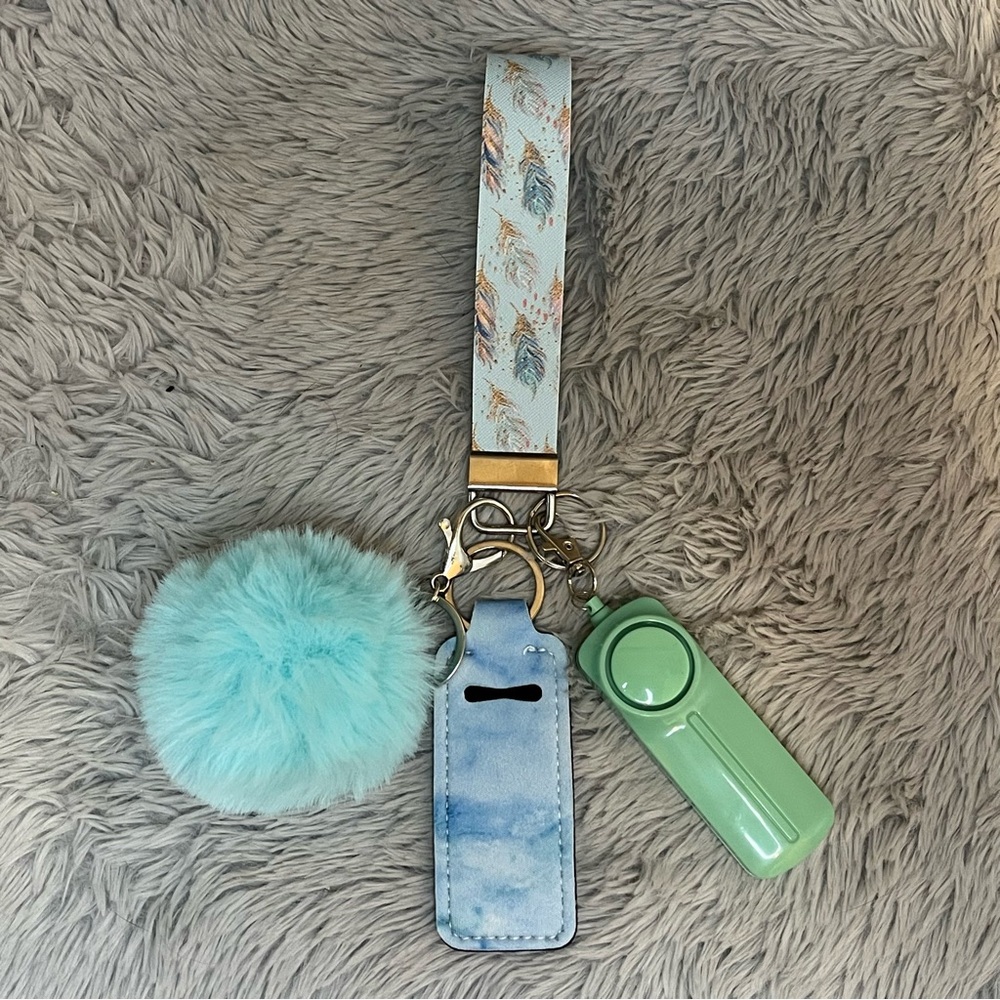 Handmade Faux Leather Wristlet Keychain Accessory Set